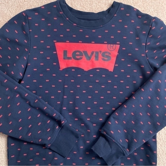 Levi’s Youth Unisex Blue Crewneck Long Sleeves Sweatshirt with Red Logo in XL - Picture 4 of 16